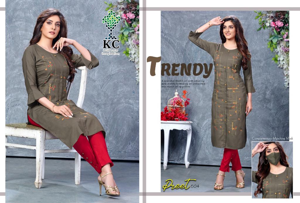 Kc Preet 5 Latest Fancy Designer  Heavy Rayon Kurti With Bottom Collection